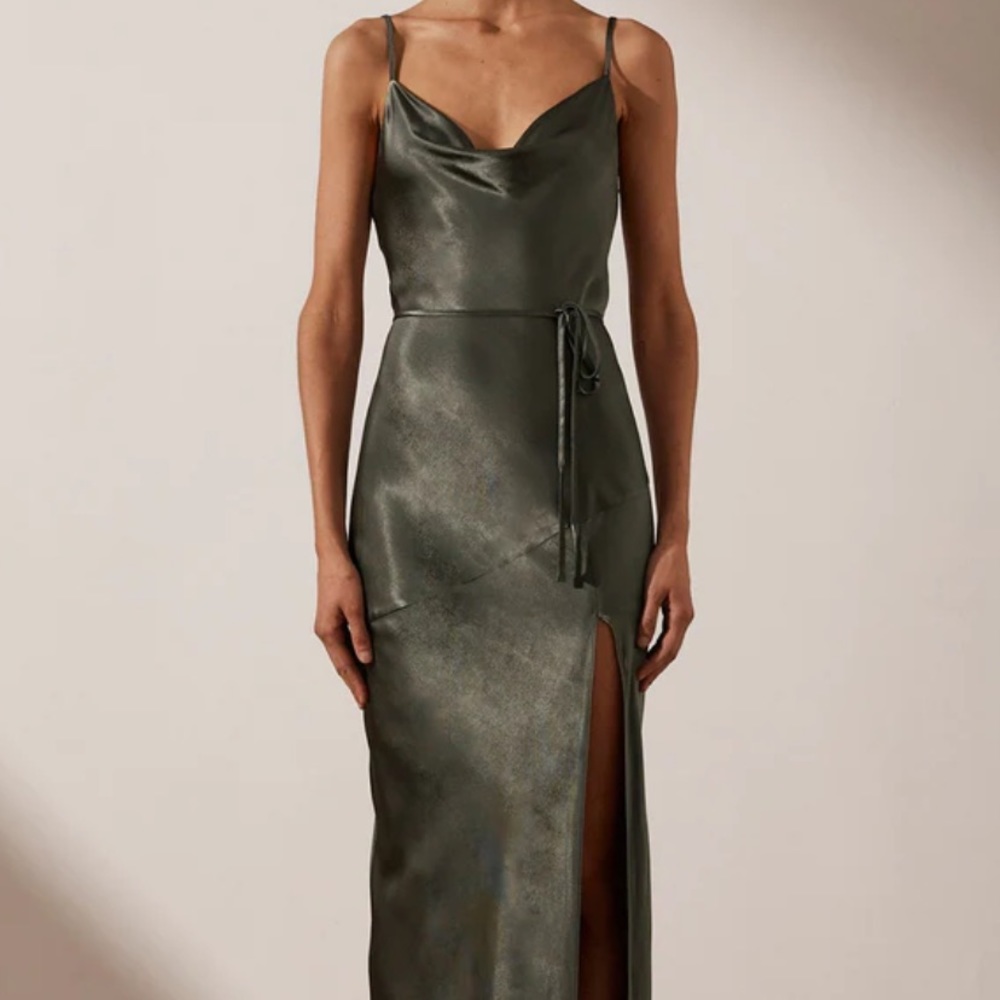 LA LUNE BIAS COWL MAXI DRESS - OLIVE - size 6